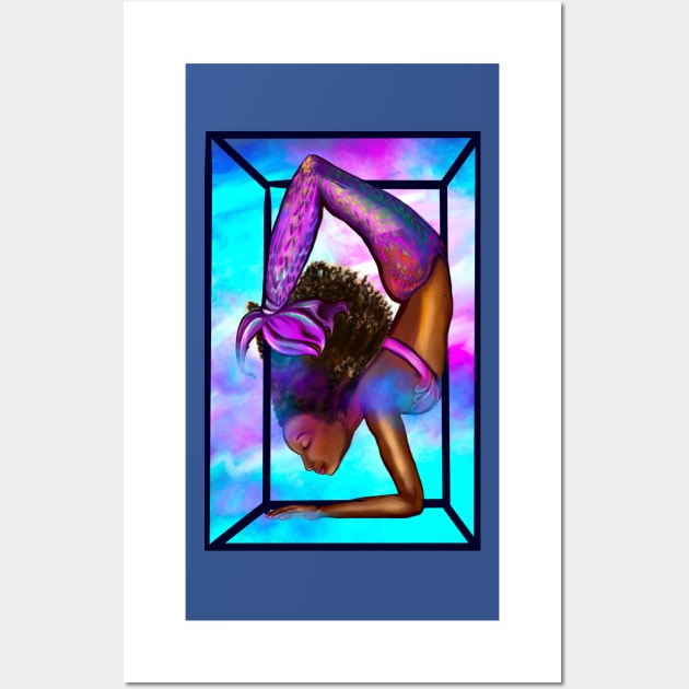 Mermaid handstand in frame Coco the Magical rainbow mermaid doing an underwater handstand. Afro hair and caramel brown skin Wall Art by Artonmytee